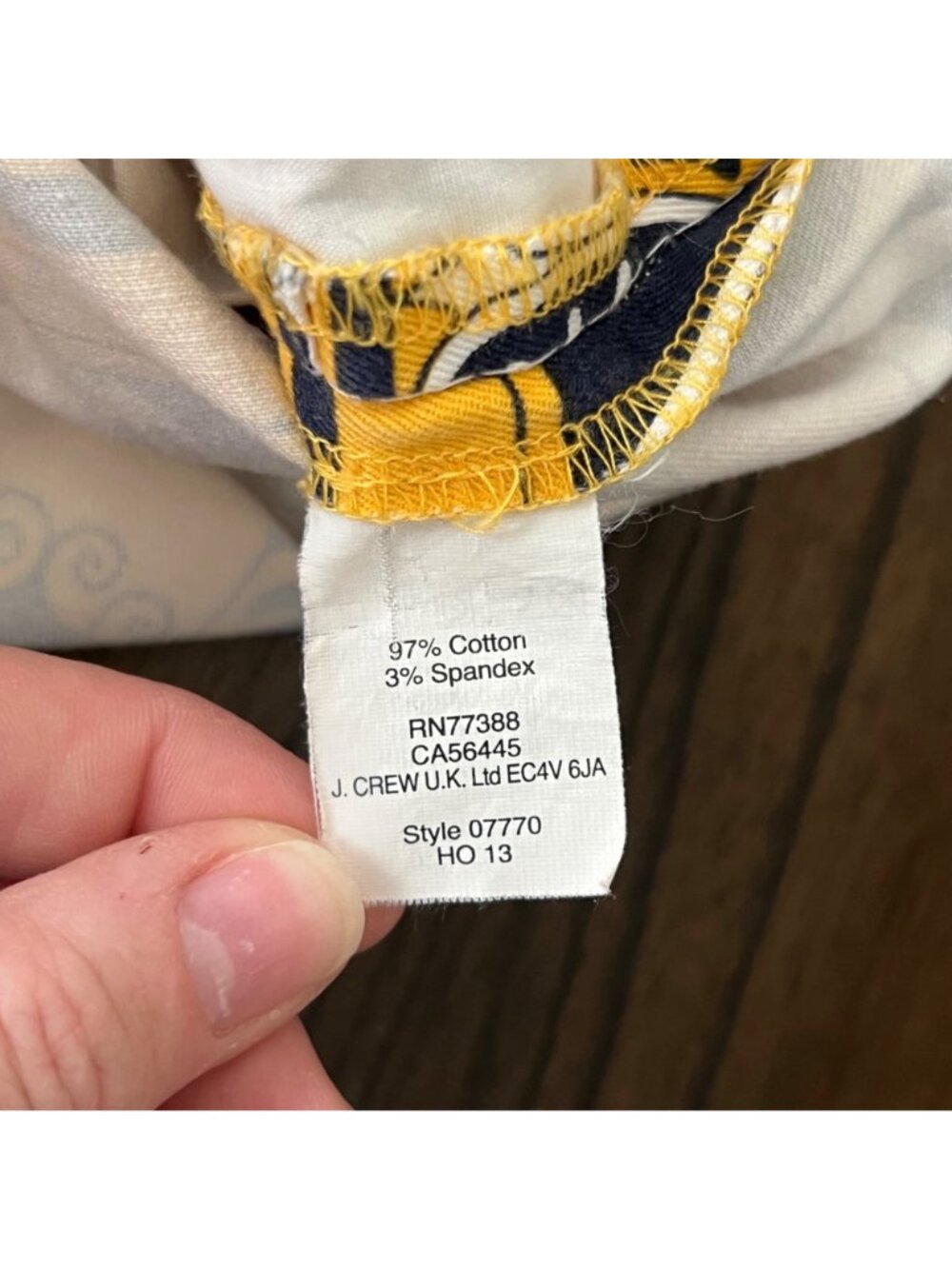 J.Crew Stretch City Fit Yellow Tile Palm Print Chino Shorts Holiday 2013 Size 4 - Picture 7 of 8